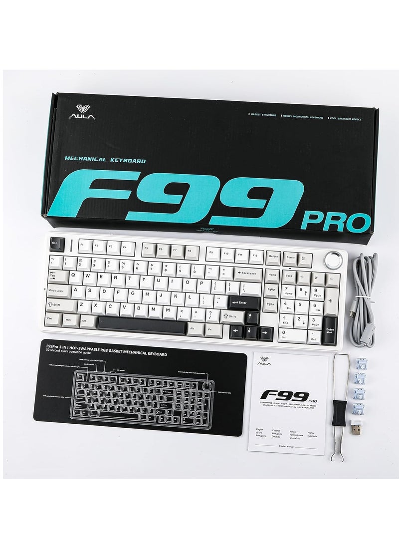 EPOMAKER X AULA F99 PRO Wireless Gaming Keyboard, Hot Swappable Custom Keyboard,  Mechanical Keyboar RGB Backlit Gaming Keyboard (Black Gradient)