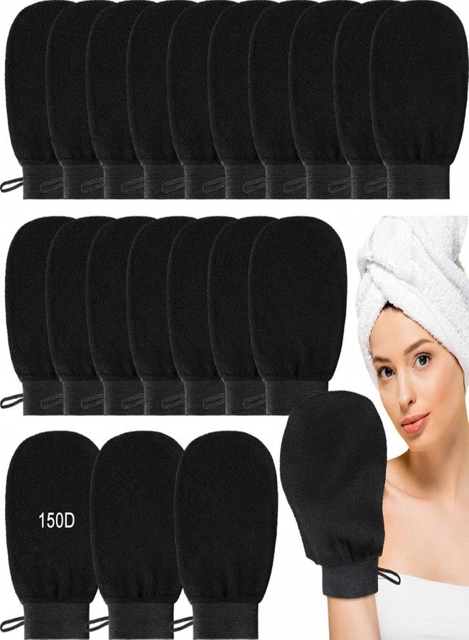 FoldTier 20 Pcs Exfoliating Glove Bulk Summer Exfoliator Mitt Body Scrubber 150d Viscose Fiber Skin Korean Scrub Mitt for Spa Massage Dead Skin Remover for Men and Women (40 Pcs,Black) - Image 1