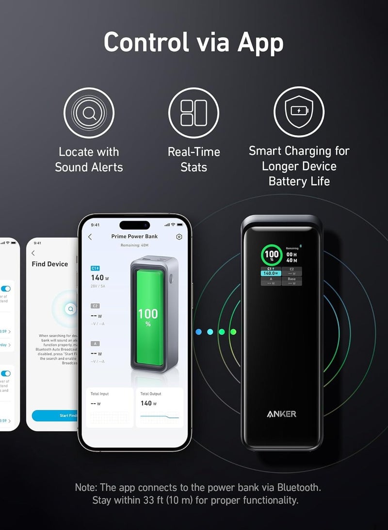 Anker Prime Power Bank 250W, 3-Port Portable Charger, Smart App, Compatible with iPhone 14 or 13 Series, Samsung, Dell, AirPods, and More Charging Base Not Included - Image 3