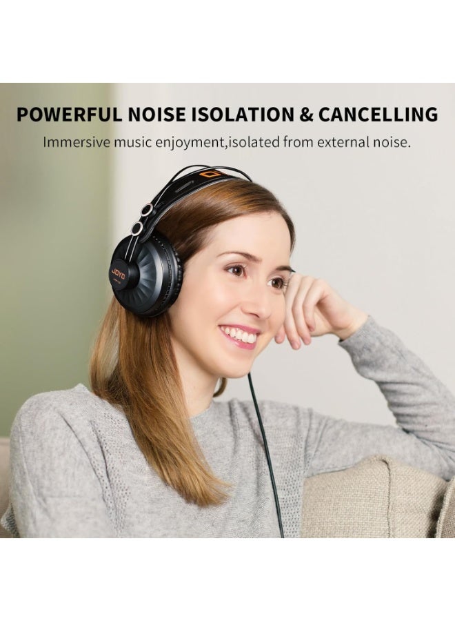 جويو سماعات استوديو احترافية JMH-02 – سماعة مراقبة فوق الأذن لعزل الضوضاء، للتسجيل، الجيتار، الهاتف، الميكسر، البودكاست، DJ، البيانو ولوحات المفاتيح - Image 2