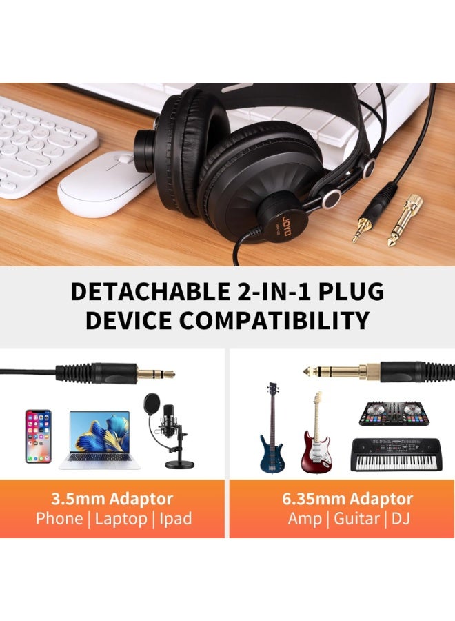 جويو سماعات استوديو احترافية JMH-02 – سماعة مراقبة فوق الأذن لعزل الضوضاء، للتسجيل، الجيتار، الهاتف، الميكسر، البودكاست، DJ، البيانو ولوحات المفاتيح - Image 4