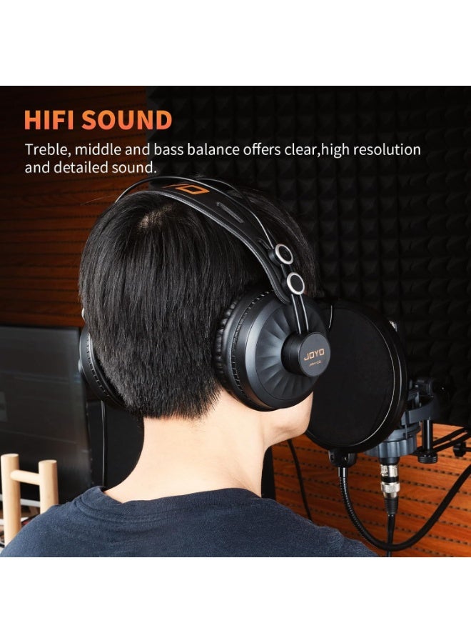 جويو سماعات استوديو احترافية JMH-02 – سماعة مراقبة فوق الأذن لعزل الضوضاء، للتسجيل، الجيتار، الهاتف، الميكسر، البودكاست، DJ، البيانو ولوحات المفاتيح - Image 3