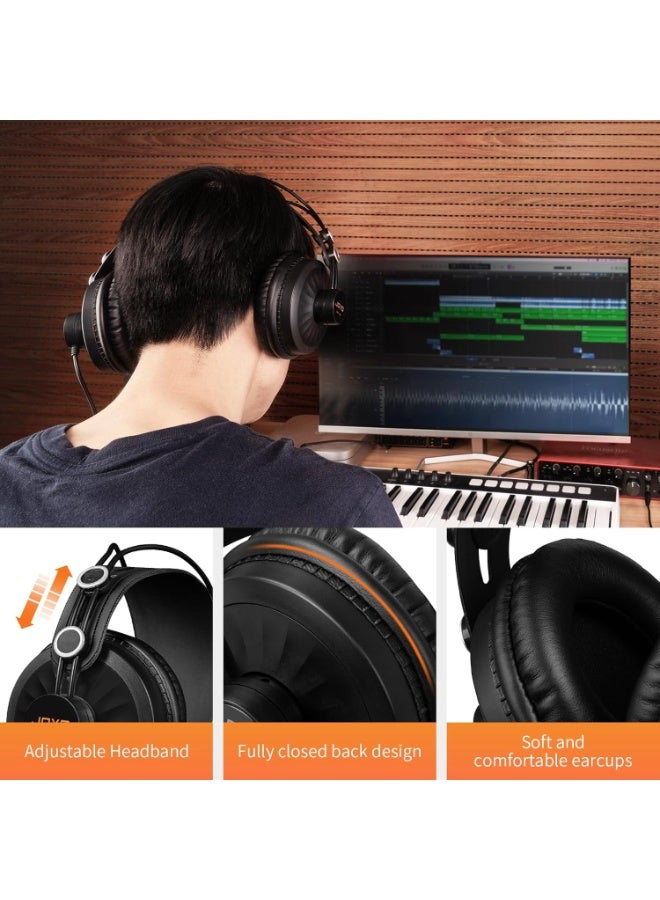 جويو سماعات استوديو احترافية JMH-02 – سماعة مراقبة فوق الأذن لعزل الضوضاء، للتسجيل، الجيتار، الهاتف، الميكسر، البودكاست، DJ، البيانو ولوحات المفاتيح - Image 5