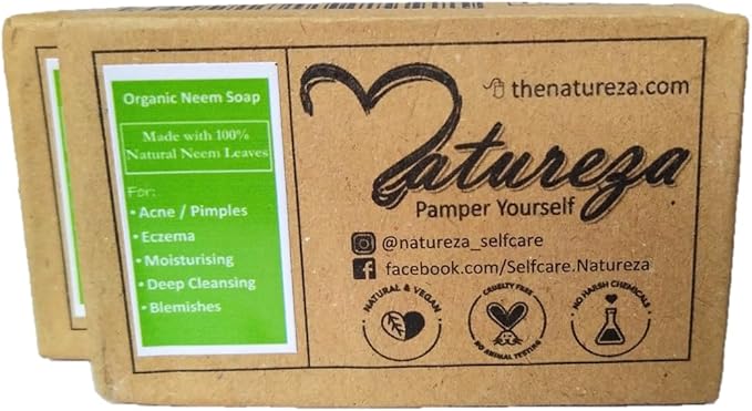 Natureza Organic Neem soap Herbal Handmade Anti acne Multi pack 3 - Image 1