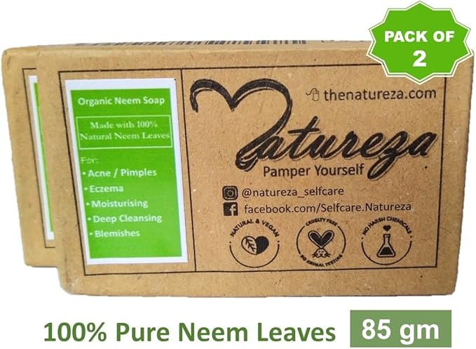 Natureza Organic Neem soap Herbal Handmade Anti acne Multi pack 3 - Image 3