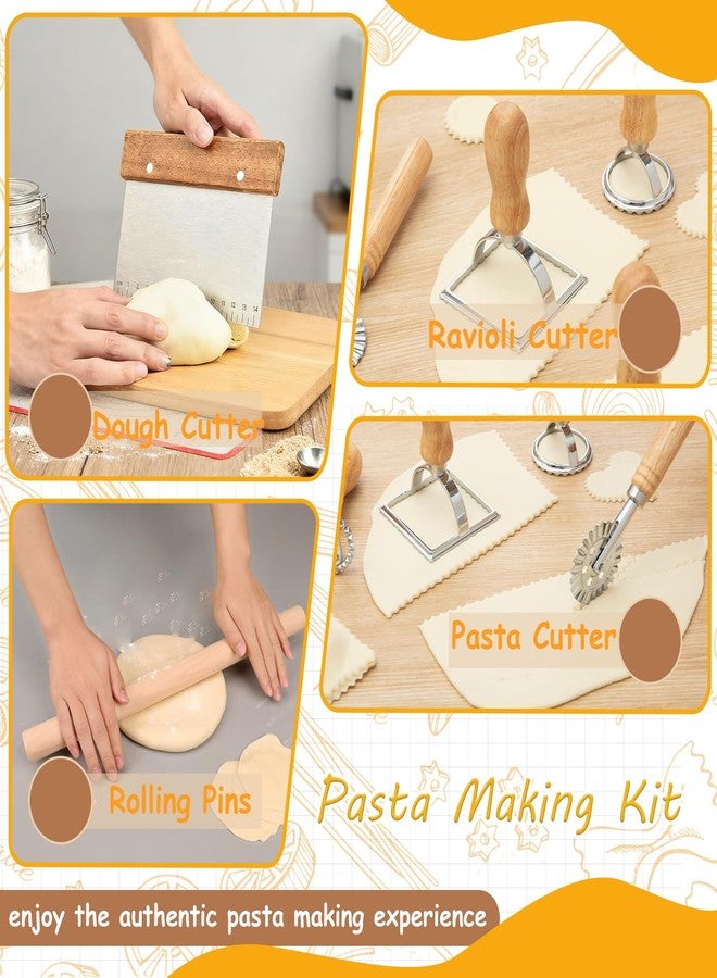 Eyskutvjc 10pcs Pasta Making Tools, Wood Pasta Making Kit with Pasta Drying Rack,Rolling Pins,Gnocchi Board,Dough Cutter,Ravioli Cutter,Pasta Stamps,Making Dumplings .Pasta Making Accessories for Home - Image 3