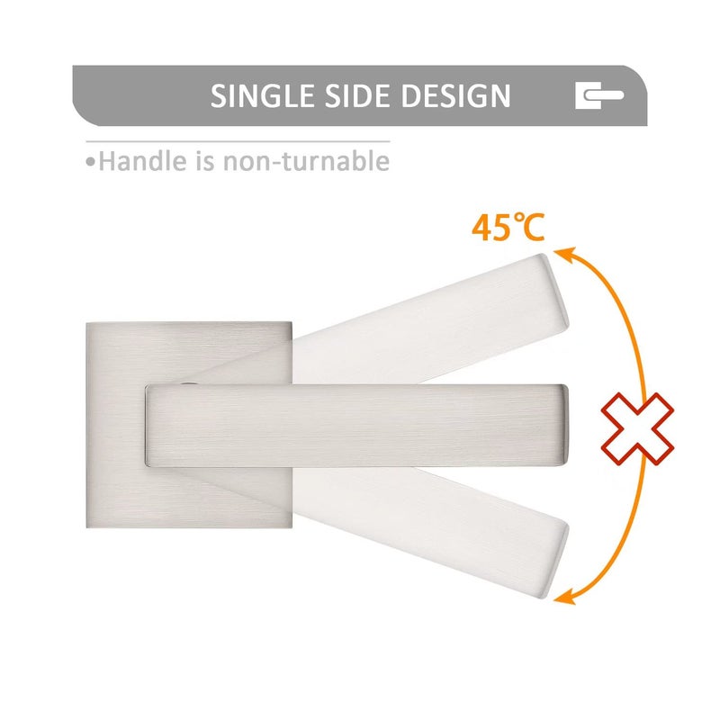 Probrico [Pack Of 10 Door Lever Dummy Lever Door Handle For Closets French Doors,Square Dummy Door Lever,Non-Turning Single Side Pull With Satin Nickel Finish,Easy Installation Pull Only Lever Set - Image 3