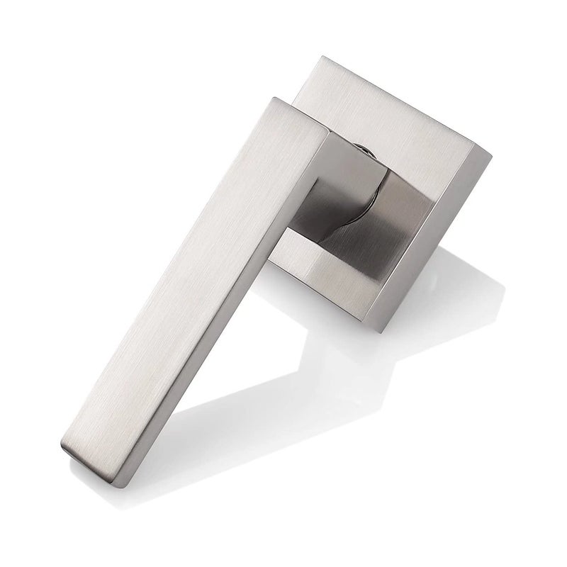 Probrico [Pack Of 10 Door Lever Dummy Lever Door Handle For Closets French Doors,Square Dummy Door Lever,Non-Turning Single Side Pull With Satin Nickel Finish,Easy Installation Pull Only Lever Set - Image 2