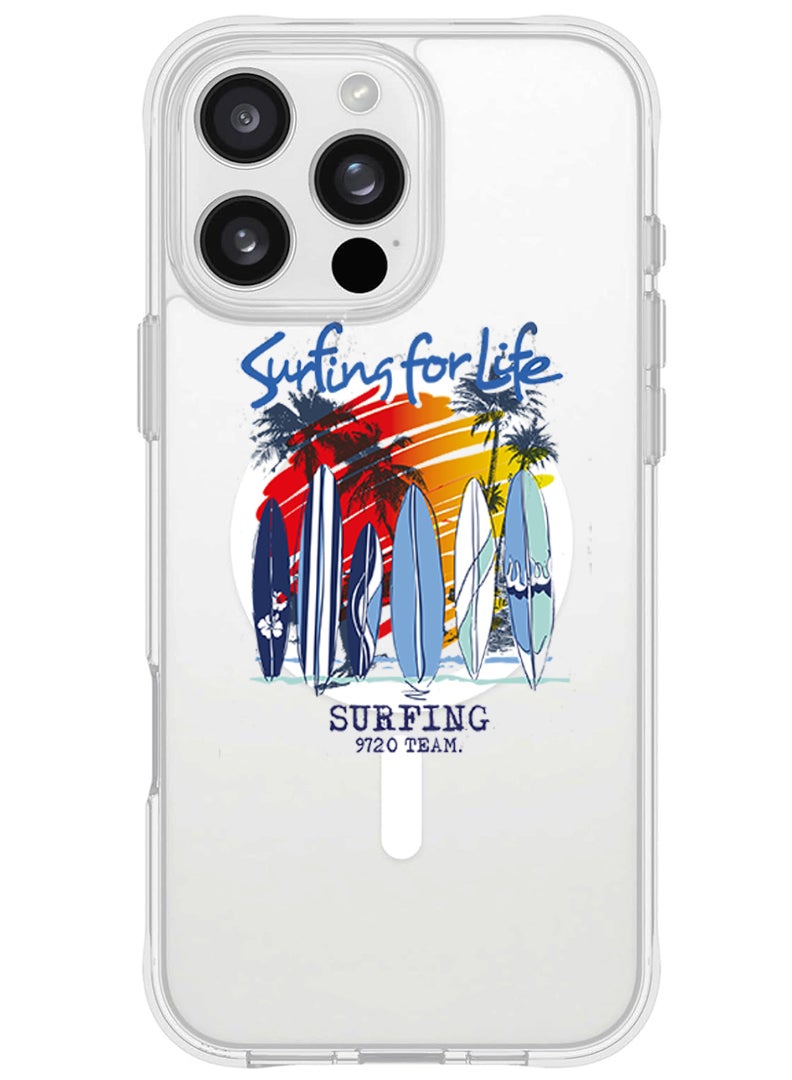 Theodor iPhone 16 Pro Max Magsafe Magnetic Case for iPhone Compatible with Wireless Charging, Shockproof Phone Bumper Cover - Surfing for life - Image 1