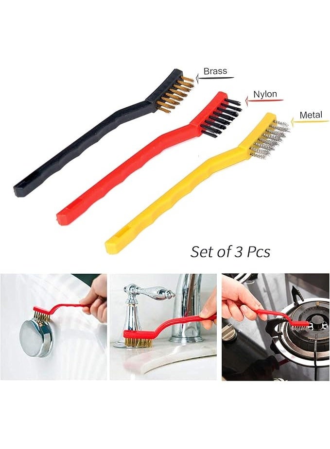 Black Gas Saver Burner Saver Stand Jali Ring Fire & Windproof Energy Saving, Set of 3 Pc Mini Wire Brush Cleaning Tool Kit Brass, Nylon, Stainless Steel Bristles (1pcs Gas Burner) (1 Pc, 3pc Brush) - Image 4