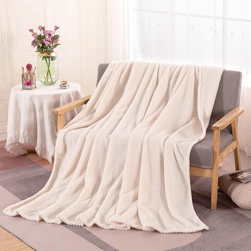 VIDSID Plush blanket, Super Soft and Warm 100 * 150cm Throw Blanket for Couch, Cozy, Fuzzy and Lightweight (Beige 100 * 150cm) - Image 2