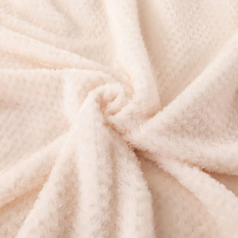 VIDSID Plush blanket, Super Soft and Warm 100 * 150cm Throw Blanket for Couch, Cozy, Fuzzy and Lightweight (Beige 100 * 150cm) - Image 3