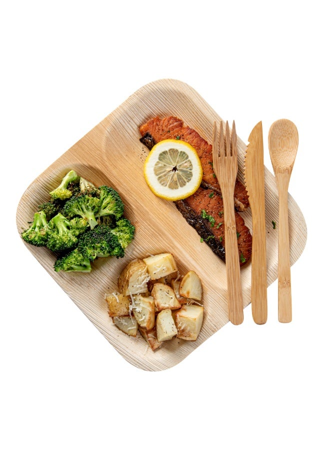 Restaurantware 8 Inch Cutlery Set, 100 Disposable Bamboo Cutlery Set- Sturdy, Sustainable, Heavy-Duty Cutlery Set, For Catering, Banquets, Parties, Or Buffets  - Image 2