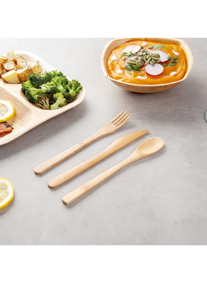 Restaurantware 8 Inch Cutlery Set, 100 Disposable Bamboo Cutlery Set- Sturdy, Sustainable, Heavy-Duty Cutlery Set, For Catering, Banquets, Parties, Or Buffets  - Image 4