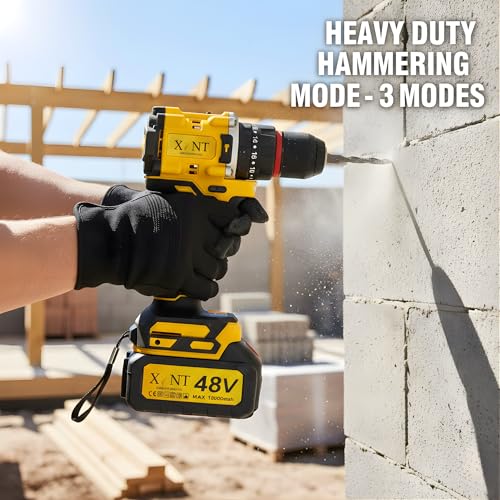 XLNT 48V 2-Tool Combo Kit | Brushless Impact Drill & Angle Grinder | 3-Mode Hammer Drill 10mm, 2x15Ah Batteries, Fast Charger | Heavy Duty BMC Case | Professional Home Industrial - Image 3