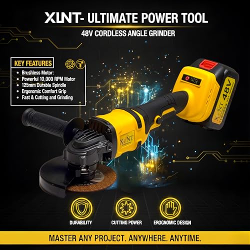 XLNT 48V 2-Tool Combo Kit | Brushless Impact Drill & Angle Grinder | 3-Mode Hammer Drill 10mm, 2x15Ah Batteries, Fast Charger | Heavy Duty BMC Case | Professional Home Industrial - Image 5