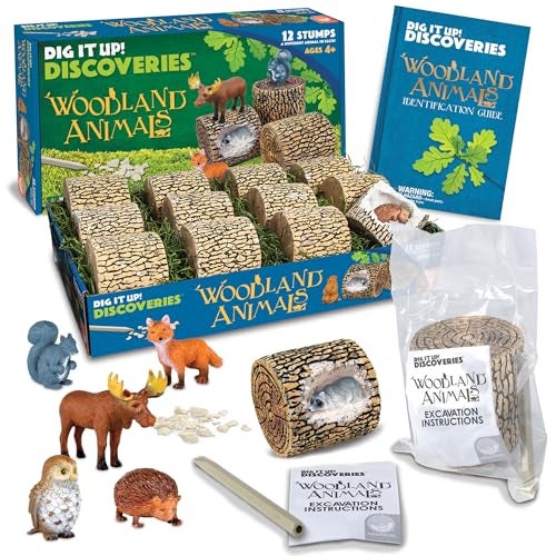 MindWare Dig it Up Woodland Animals Excavation Kit Educational Toys for Kids 4 and Up Dig Kit with 12 Stumps 12 Animal Figurines 12 Chisels Group or Classroom Activities Birthday Parties - Image 1