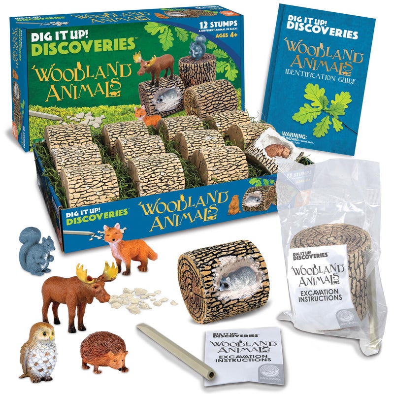 MindWare Dig it Up Woodland Animals Excavation Kit Educational Toys for Kids 4 and Up Dig Kit with 12 Stumps 12 Animal Figurines 12 Chisels Group or Classroom Activities Birthday Parties - Image 3