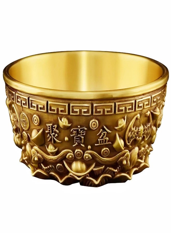 Chiorgone Feng Shui Golden Treasure Bowl Statue, Prosperity Money Pot, Feng Shui Wealth Decor, Gift for Home or Office, Copper Ornament, Good Luck and Abundance - Image 1