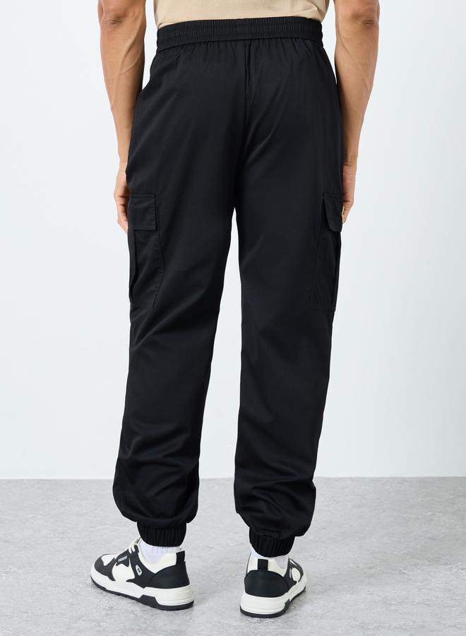 Styli Woven Oversized Cargo Joggers with Cuffed Hem and Badge - Image 4
