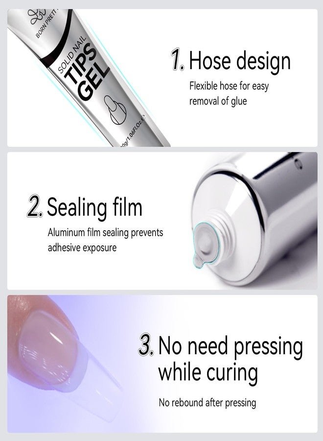 Born Pretty Solid Nail Tips Gel,30ml Soft Gel Nail Tips Glue, Nail Gel for Press On Nails, Super Strong Cured Needed Acrylic Nail Gel, Nails Tip U V Nail Extension Gel Nail Charm Glue - Image 5