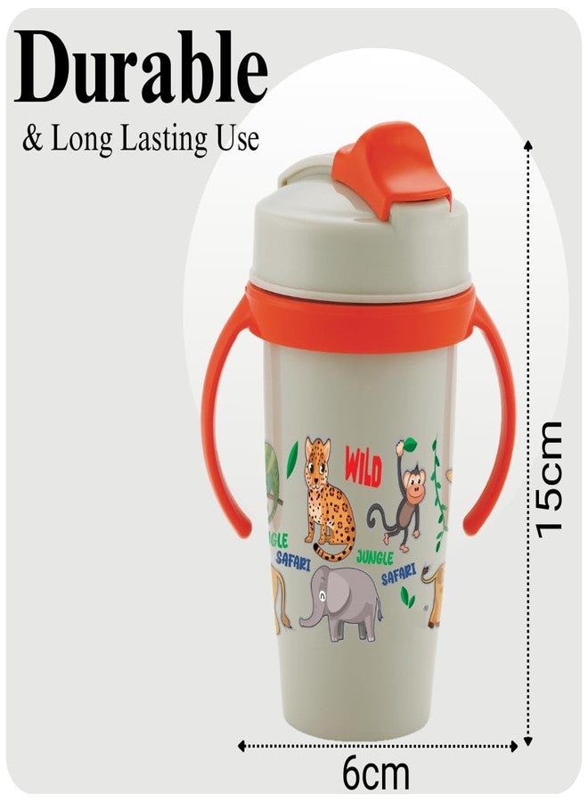 Zerya Stainless Steel Double Walled 360ml BPA-Free Sippy Cup Anti-Spill Soft Silicone Spout Baby Sipper Water Bottle with Straw and Side Handle for Kids (Snozzy - Grey) - Image 5