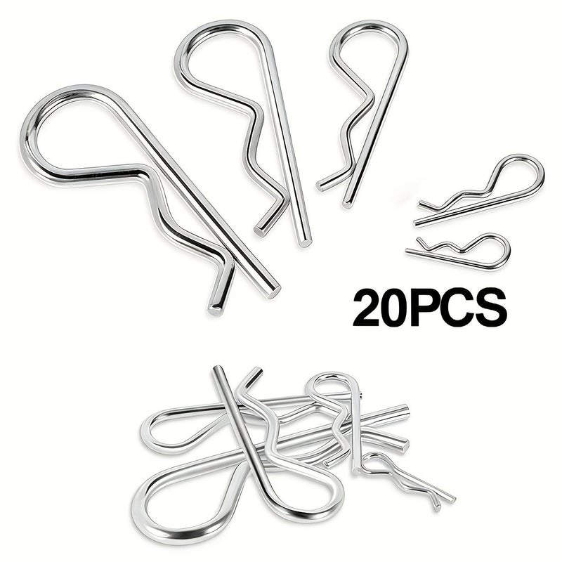 20 Pcs R Type Nail Clips Multi Size Spring Fasteners For Trailer Locking Trailers Clamps Lawn Mowers Trucks - Image 1