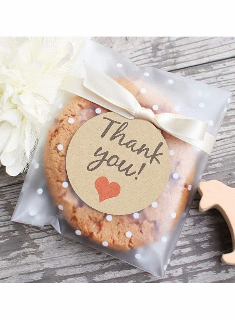 Resealable Plastic Cellophane Bags 100Piece Self Adhesive Cookie Treat Bags, with Thank You Stickers, 3.9x3.9 inch - Image 1