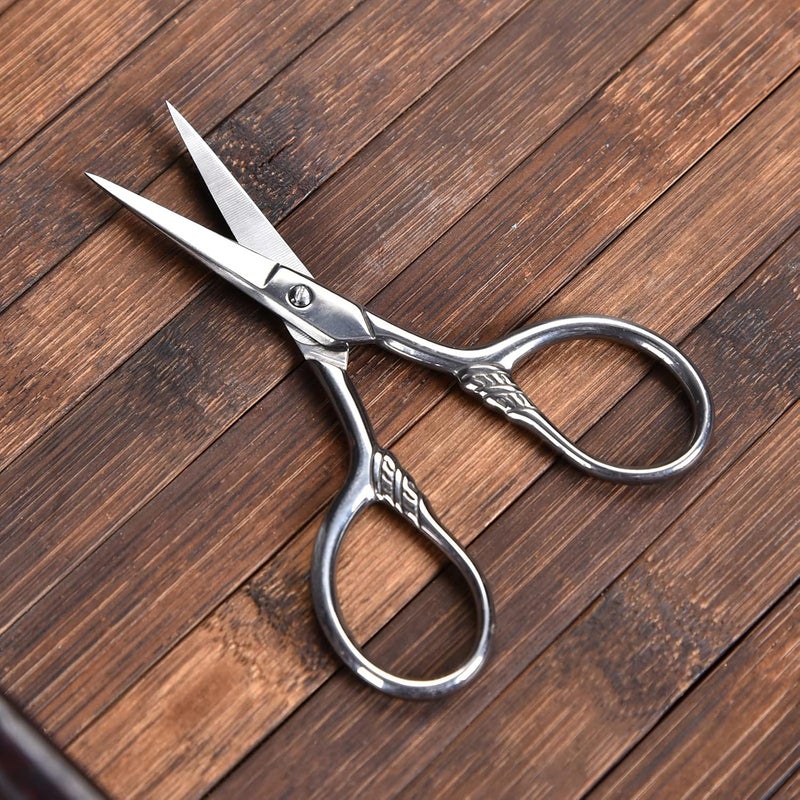 Lobodt Small Facial Hair Scissors, Stainless steel (silver) Straight Tip Snips Beauty Grooming Kit for Eyebrows, Beard, Ear, Nose, Moustache Trimming with PU Case - Image 3