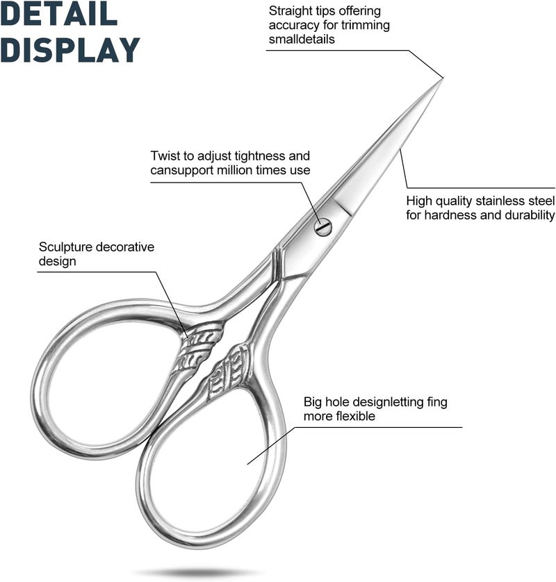 Lobodt Small Facial Hair Scissors, Stainless steel (silver) Straight Tip Snips Beauty Grooming Kit for Eyebrows, Beard, Ear, Nose, Moustache Trimming with PU Case - Image 5