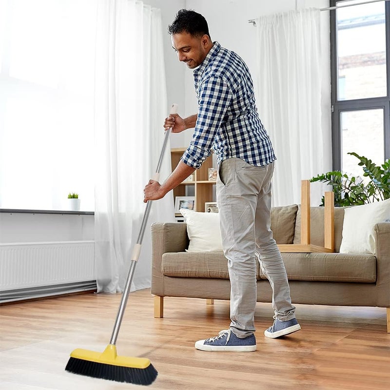 Lanhope LandHope Push Broom with Long Handle, Floor Brush 47.6 inch Soft Bristle Broom 12.2" Wide for Cleaning Bathroom Kitchen Patio Garage Deck Tile Floor - Image 5