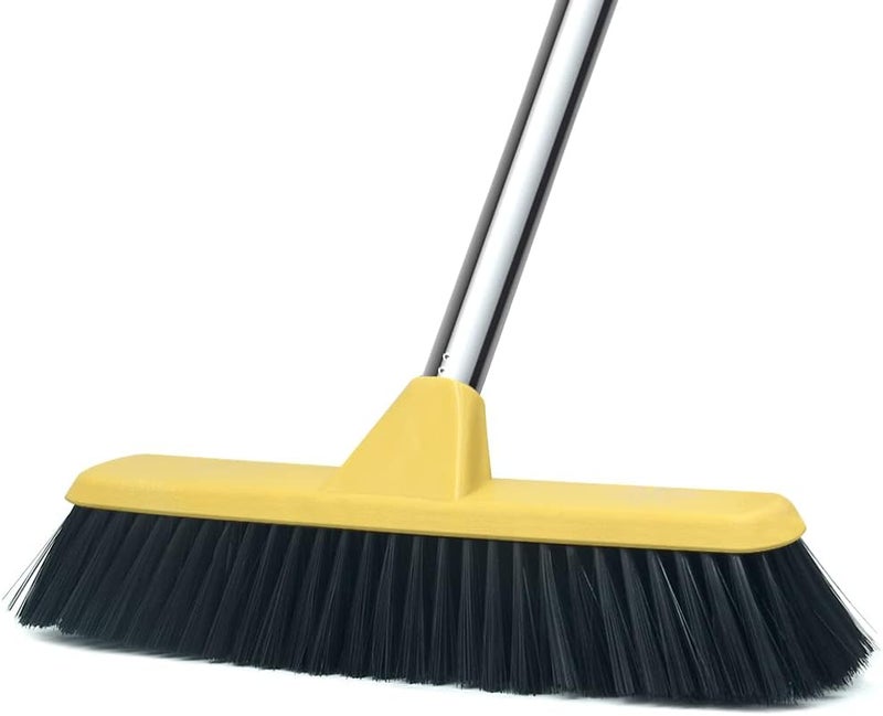 Lanhope LandHope Push Broom with Long Handle, Floor Brush 47.6 inch Soft Bristle Broom 12.2" Wide for Cleaning Bathroom Kitchen Patio Garage Deck Tile Floor - Image 1