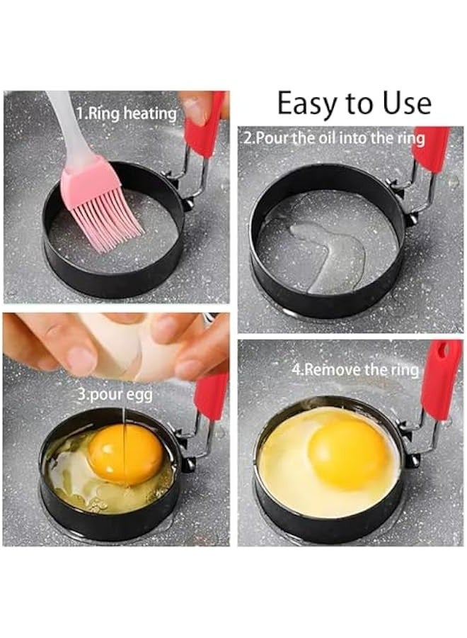 Set of 2 Round Egg Rings with Silicone Handle for English Muffins, Pancakes, and Breakfast Sandwiches. Ideal for Indoor Camping and Egg McMuffins.  - Image 3