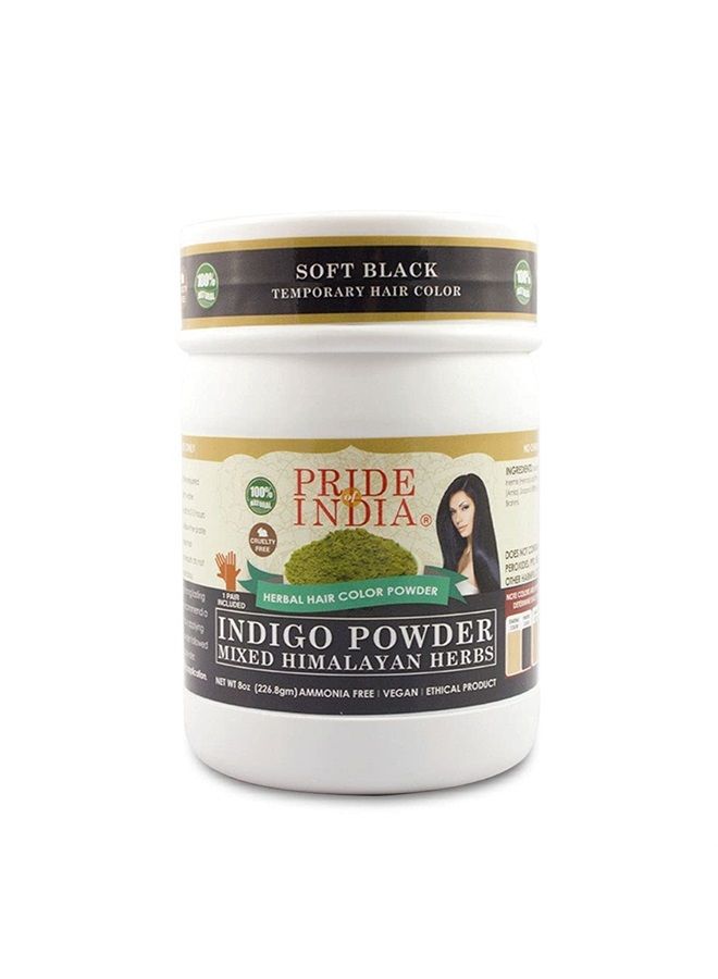 Pride Of India Herbal Indigo (Indigofera Tinctoria) Hair Powder w/Mixed Himalayan Herbs - Soft Black, Half Pound (227 grams) - Image 1