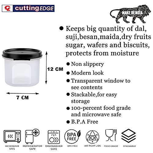 Cutting EDGE Smart Slim Storage Set of 8 – 250ML | Airtight & Leak-Resistant Round Modular Plastic Containers for Pasta, Snacks & Cookies | Stackable, BPA-Free, Refrigerator Safe – Black - Image 4