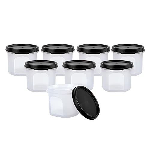 Cutting EDGE Smart Slim Storage Set of 8 – 250ML | Airtight & Leak-Resistant Round Modular Plastic Containers for Pasta, Snacks & Cookies | Stackable, BPA-Free, Refrigerator Safe – Black - Image 2