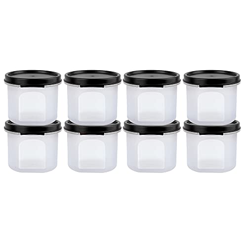 Cutting EDGE Smart Slim Storage Set of 8 – 250ML | Airtight & Leak-Resistant Round Modular Plastic Containers for Pasta, Snacks & Cookies | Stackable, BPA-Free, Refrigerator Safe – Black - Image 3