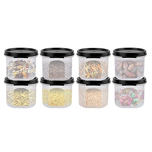 Cutting EDGE Smart Slim Storage Set of 8 – 250ML | Airtight & Leak-Resistant Round Modular Plastic Containers for Pasta, Snacks & Cookies | Stackable, BPA-Free, Refrigerator Safe – Black - Image 1