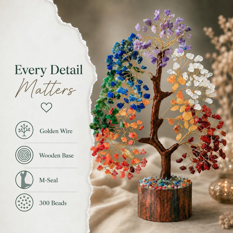 Crocon ® The Original & Premium 7 Chakra Life Tree with Crystal Tree A spiritual birthday gift for women with home decor & gifts for women & friends. - Image 3