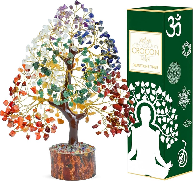 Crocon ® The Original & Premium 7 Chakra Life Tree with Crystal Tree A spiritual birthday gift for women with home decor & gifts for women & friends. - Image 1