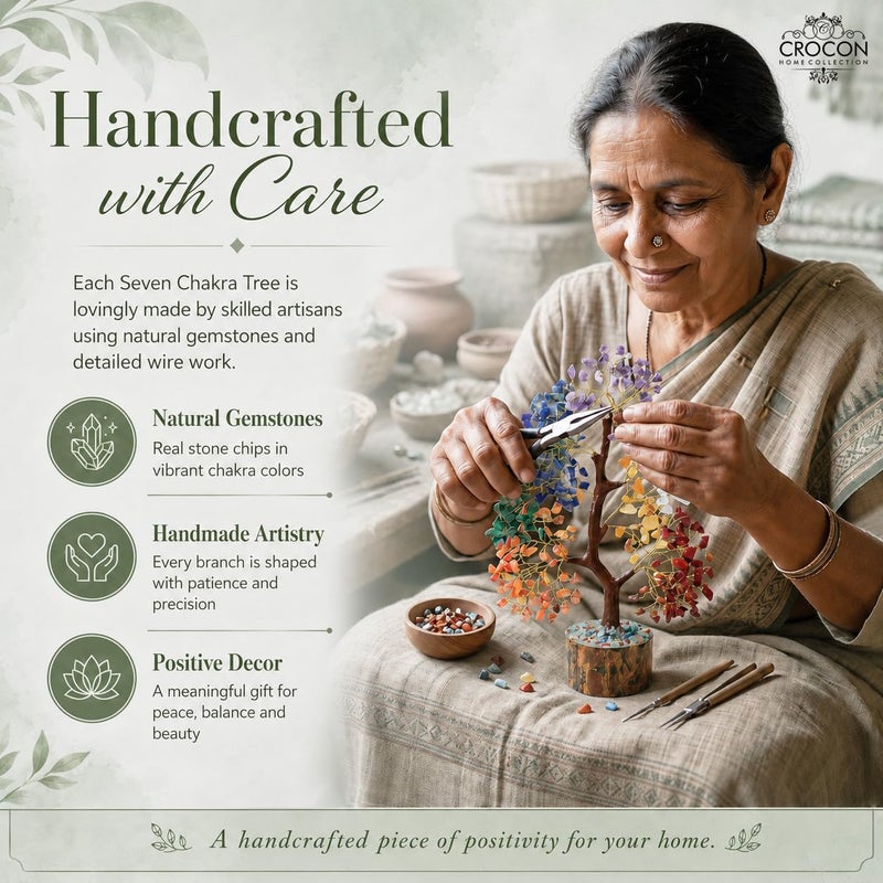 Crocon ® The Original & Premium 7 Chakra Life Tree with Crystal Tree A spiritual birthday gift for women with home decor & gifts for women & friends. - Image 4
