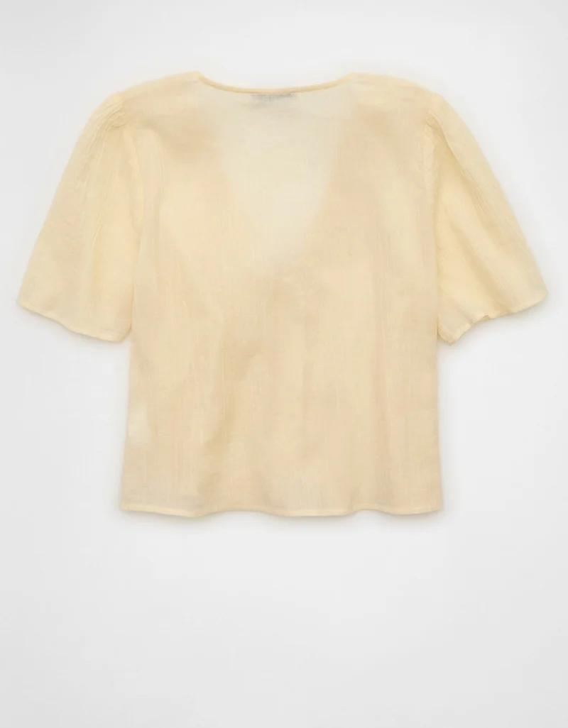 American Eagle  AE Lace Trim Short-Sleeve Blouse for Women | Best Price UAE