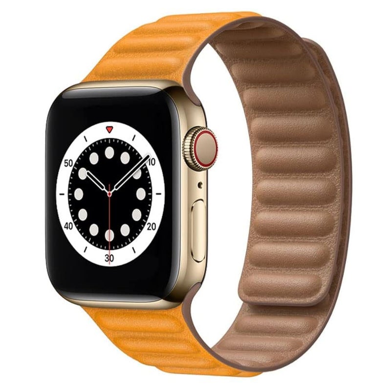 AC&L Leather Magnetic Strap Compatible with Apple Watch 44mm – Golden Brown Replacement Band - Image 2