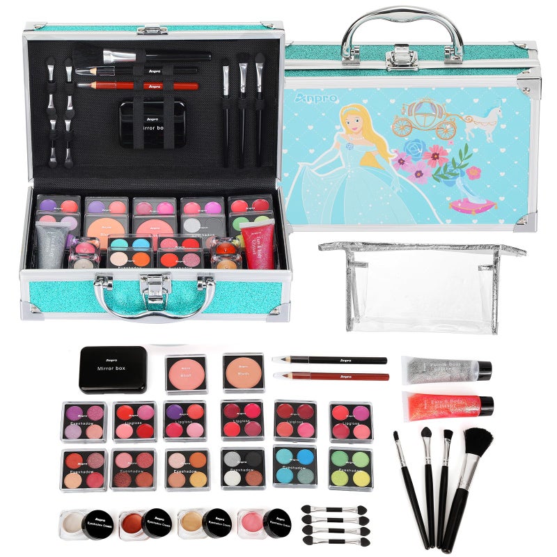 Anpro All-In-One Makeup Kit for Girls 10-12 with Case, Pro Teen Makeup Set, Tween Makeup Kit for Teens Women, Full Make Up Starter Kit with Brushes, Lipstick, Eye Shadow, Palette, Blush, Glitter Gel - Image 1