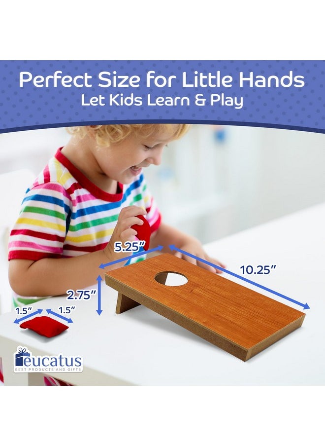 Eucatus Best Products & Gifts Super Fun Mini Kids Portable Cornhole Set. 2X 10.5" X 5.25" Boards With 4 Red And 4 Blue Double Lined Bags. Great Slumber Party, Sleepover Or Birthday Party Game. Perfect Bag Toss Game For Your Child  - Image 2