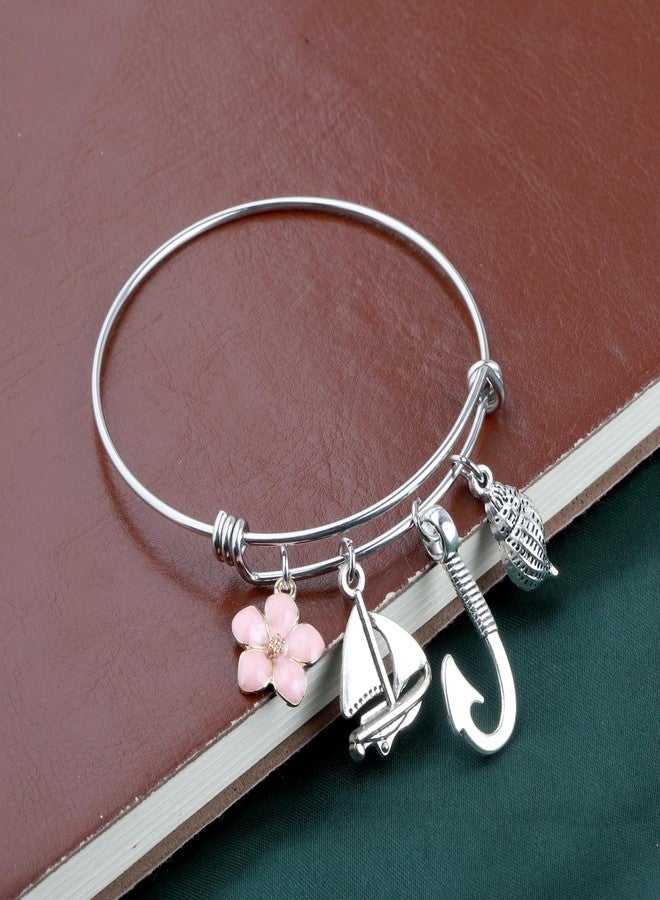 PLITI Stainless Steel Bracelet, Moana Inspired, Adjustable Wire, Hawaiian Style, Cubic Zirconia, for Beach and Ocean Activities - Image 5