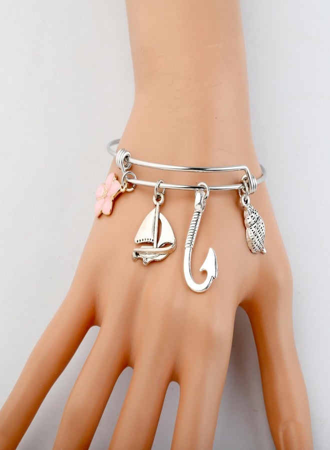 PLITI Stainless Steel Bracelet, Moana Inspired, Adjustable Wire, Hawaiian Style, Cubic Zirconia, for Beach and Ocean Activities - Image 4