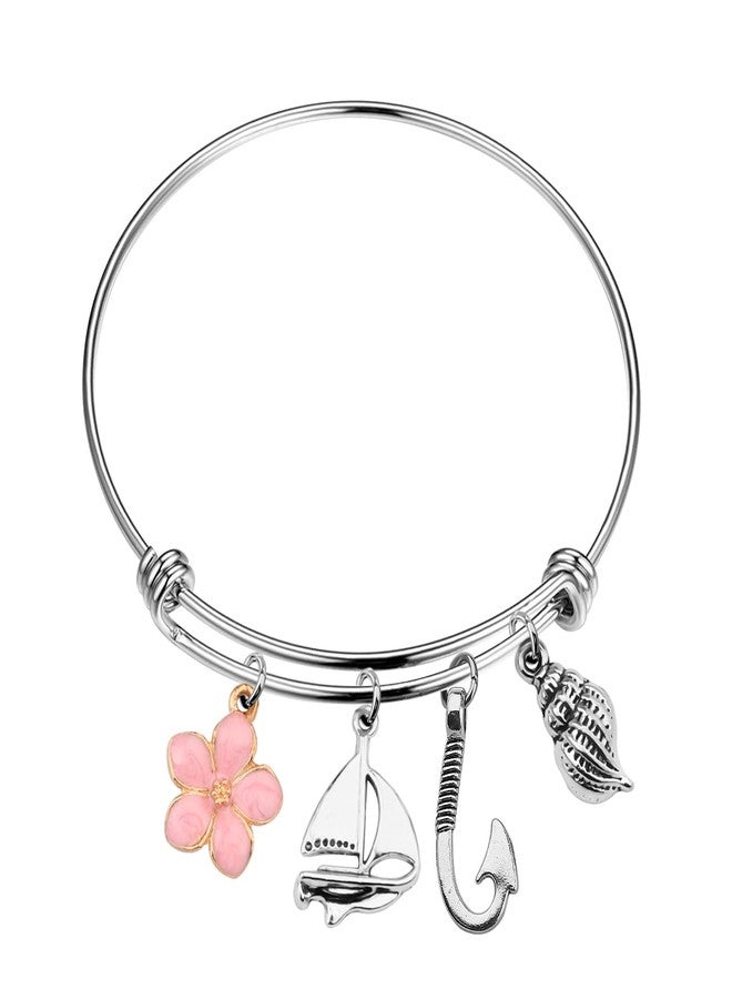 PLITI Stainless Steel Bracelet, Moana Inspired, Adjustable Wire, Hawaiian Style, Cubic Zirconia, for Beach and Ocean Activities - Image 1