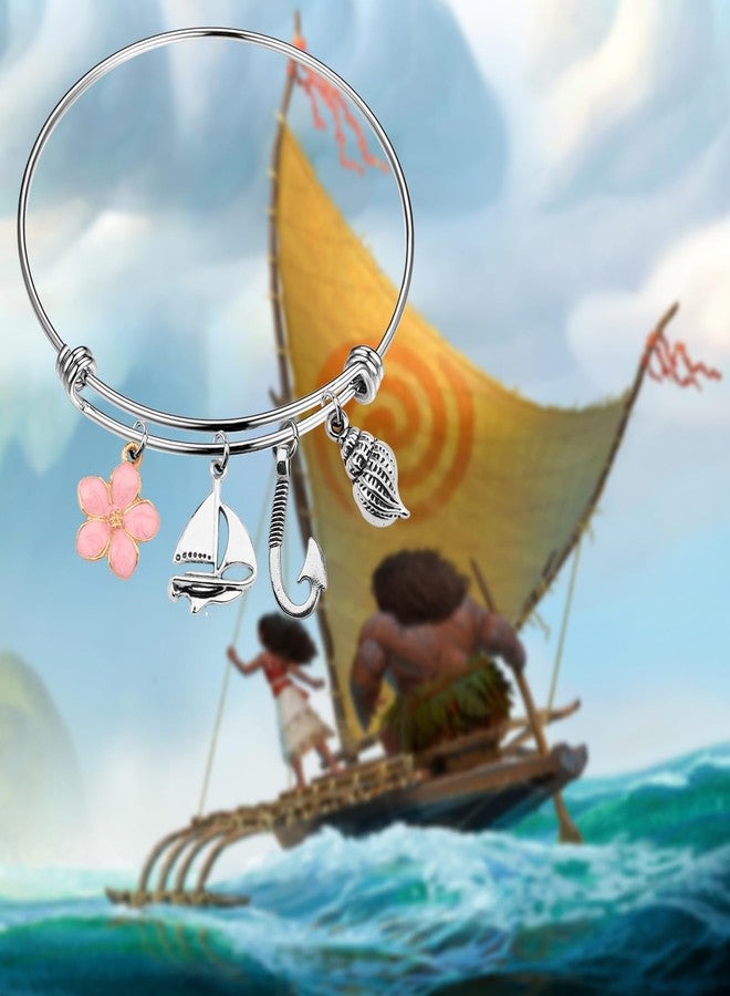 PLITI Stainless Steel Bracelet, Moana Inspired, Adjustable Wire, Hawaiian Style, Cubic Zirconia, for Beach and Ocean Activities - Image 3