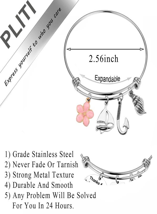 PLITI Stainless Steel Bracelet, Moana Inspired, Adjustable Wire, Hawaiian Style, Cubic Zirconia, for Beach and Ocean Activities - Image 2